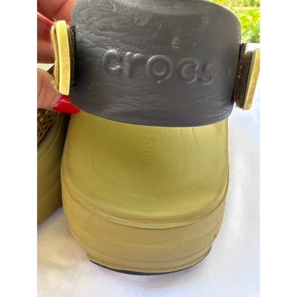 Iconic Crocs Comfort Olive Green Strap All Terrain Sandals With Back Strap Sz 15 - Picture 13 of 16